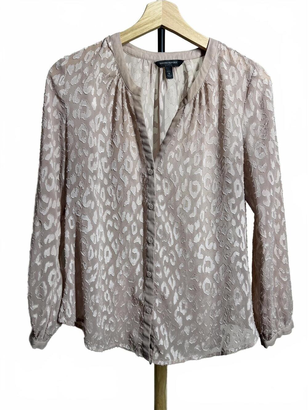 Banana Republic Sheer Leopard Print Blouse Size Sp